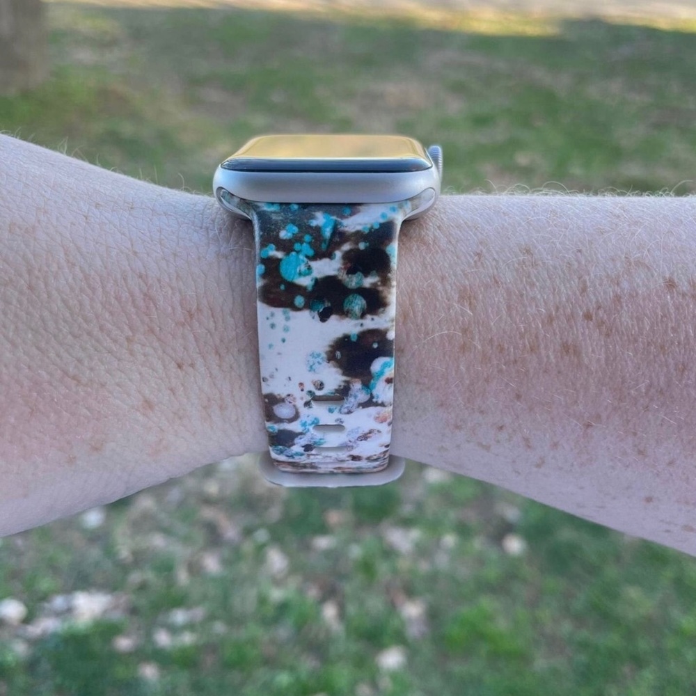 Teal Cow Watch Band